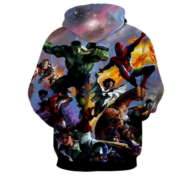 The Avengers  All Heros In Action Hoodies - Pullover Black Hoodie