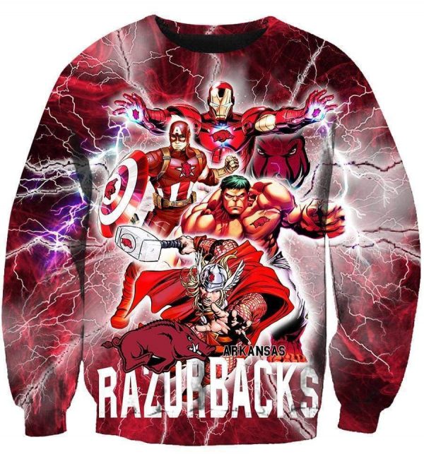 The Avengers  Arkansas Razorbacks Hoodies - Pullover Red Hoodie