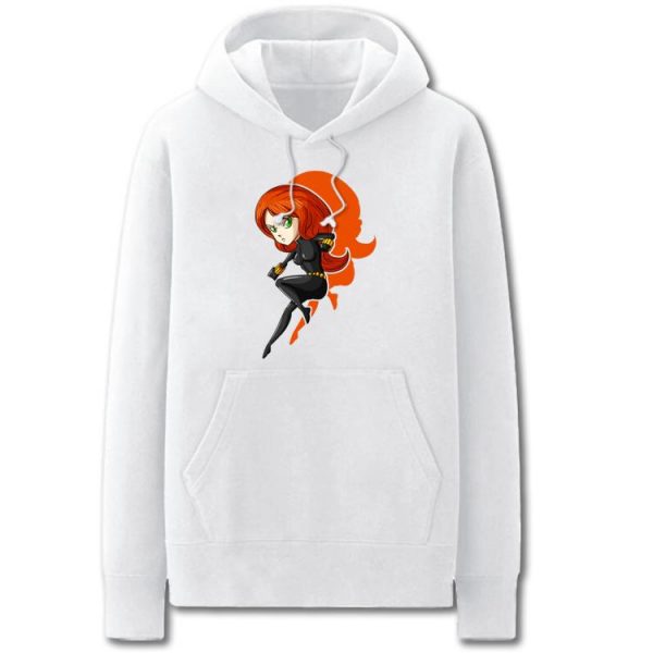 The Avengers Hoodies - Solid Color Black Widow Cartoon Style Cute Fleece Hoodie
