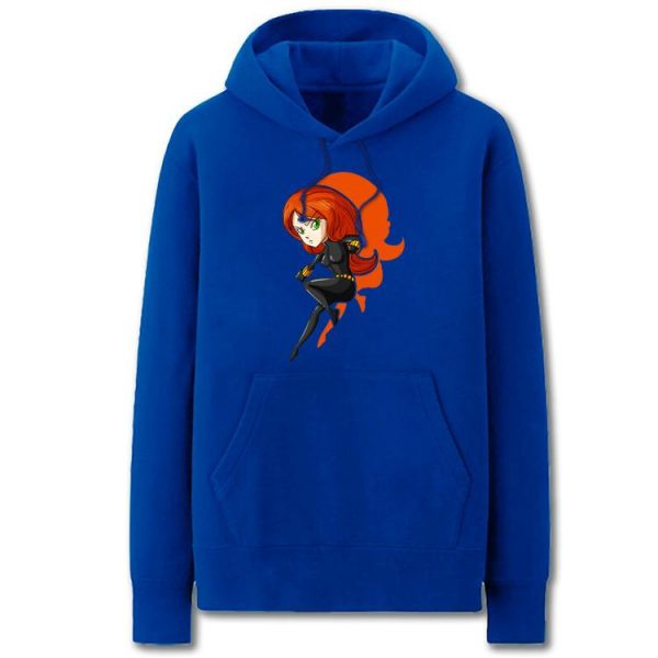 The Avengers Hoodies - Solid Color Black Widow Cartoon Style Cute Fleece Hoodie