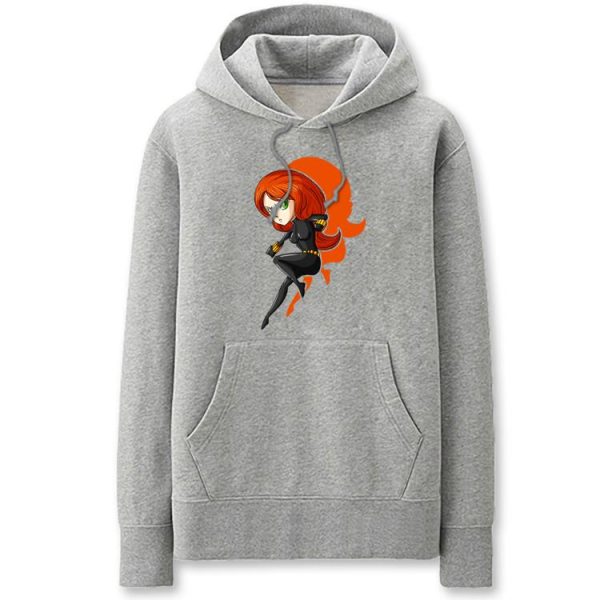 The Avengers Hoodies - Solid Color Black Widow Cartoon Style Cute Fleece Hoodie