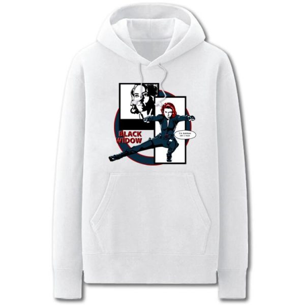 The Avengers Hoodies - Solid Color Black Widow Cartoon Style Fleece Hoodie