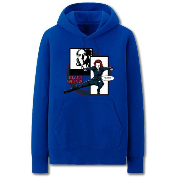 The Avengers Hoodies - Solid Color Black Widow Cartoon Style Fleece Hoodie