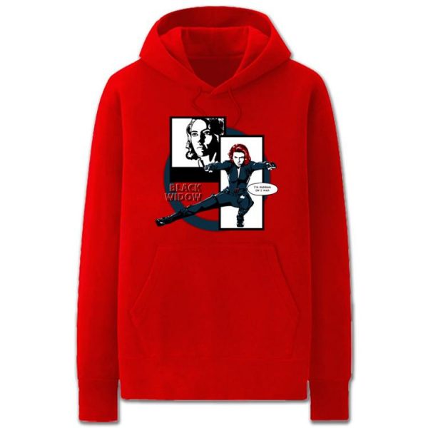 The Avengers Hoodies - Solid Color Black Widow Cartoon Style Fleece Hoodie