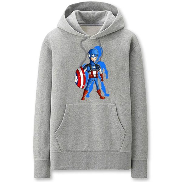 The Avengers Hoodies - Solid Color Captain America Funny Cartoon Style Fleece Hoodie