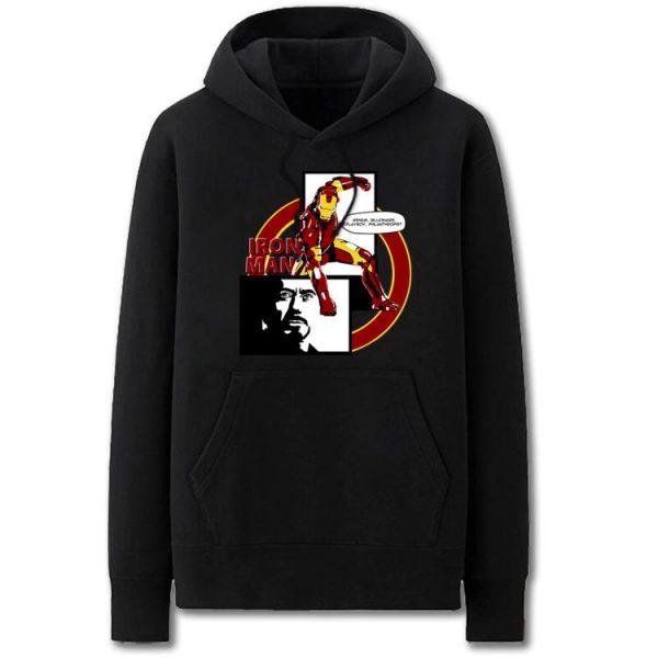The Avengers Hoodies - Solid Color Iron Man Icon Cartoon Style Fleece Hoodie