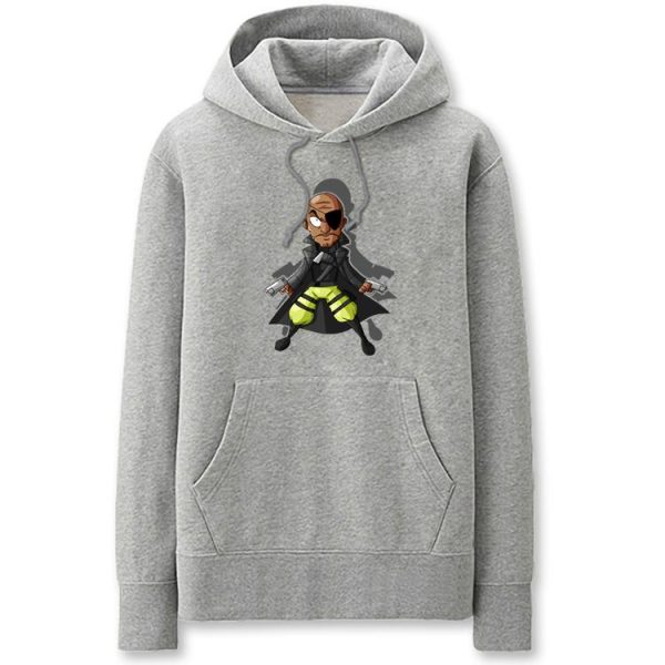 The Avengers Hoodies - Solid Color Nick Fury Cartoon Style Cute Fleece Hoodie