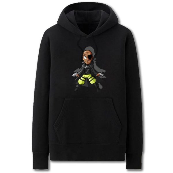 The Avengers Hoodies - Solid Color Nick Fury Cartoon Style Cute Fleece Hoodie