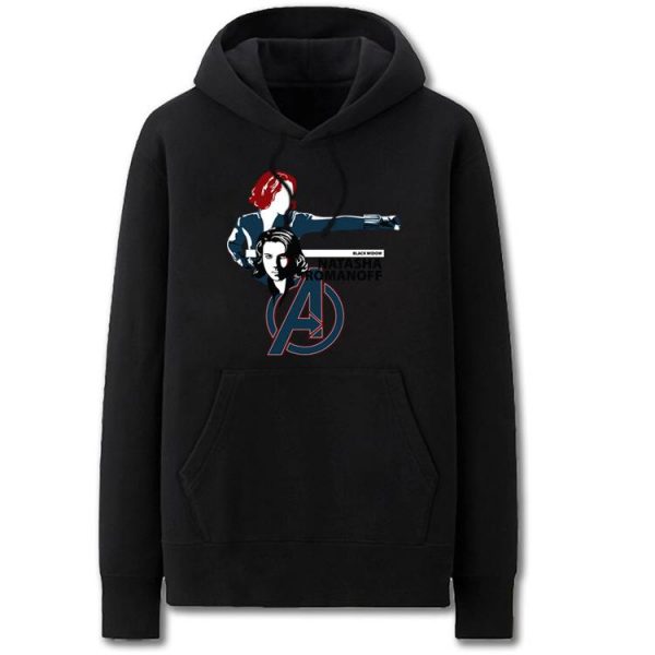 The Avengers Hoodies - Solid Color Super Hero Black Widow Cartoon Style Fleece Hoodie