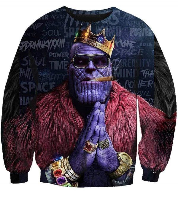 The Avengers Infinity War Thanos Hoodies - Zip Up Smoking Black Zip Up Hdoodie