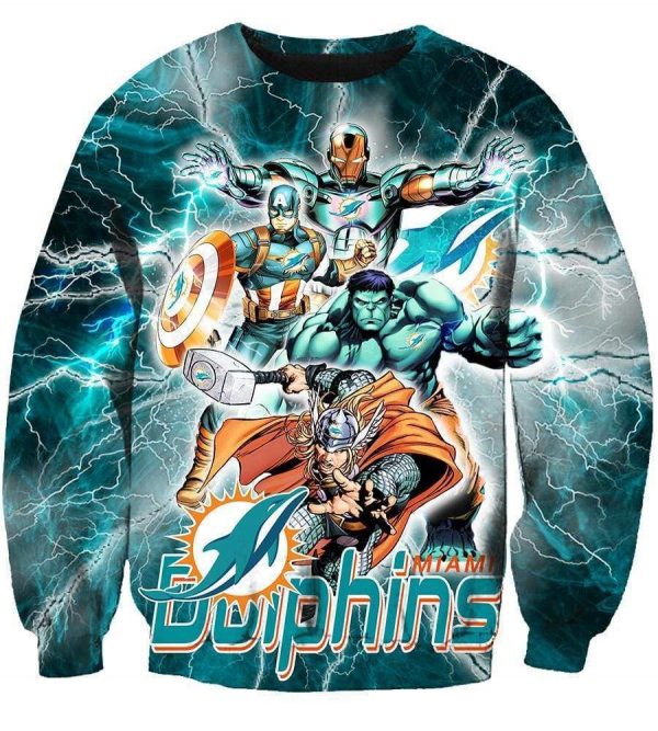 The Avengers Miami Dolphins Hoodie - Pullover Blue Hoodie