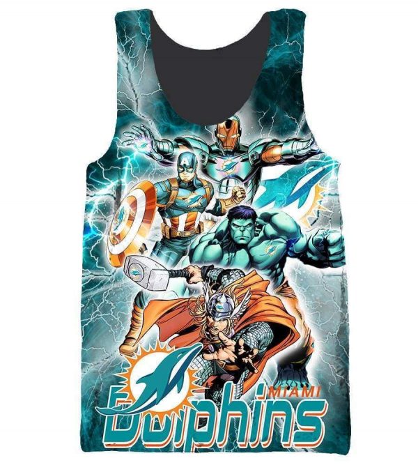 The Avengers Miami Dolphins Hoodie - Pullover Blue Hoodie