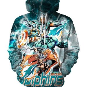 The Avengers Miami Dolphins Hoodie - Pullover Blue Hoodie