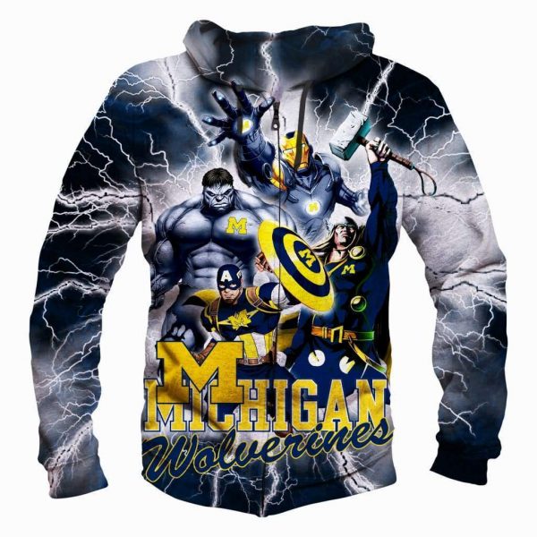The Avengers Michigan Wolverines Hoodies - Pullover Black Hoodie