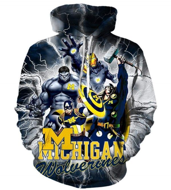 The Avengers Michigan Wolverines Hoodies - Pullover Black Hoodie