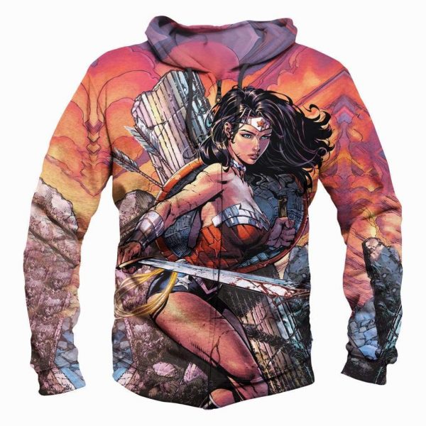The Avengers Wonder Women/DC Comics Hoodies - Pullover Red 3D Hoodie