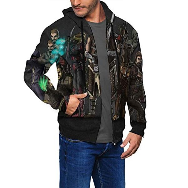 THE ELDER SCROLLS Hoodies - Characters Black Zip Up Drawstring Hoodie with Pocket