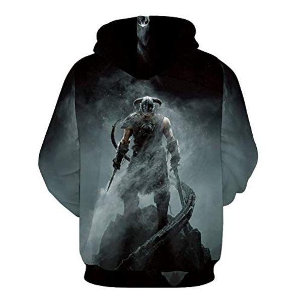 THE ELDER SCROLLS Hoodies - Skyrim Dark Grey Hoodie 3D Print Pullover Drawstring Hoodie