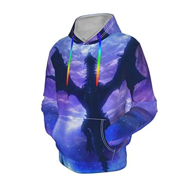 THE ELDER SCROLLS Hoodies - Skyrim Dragon Purple Pullover Drawstring Hoodie with Pocket