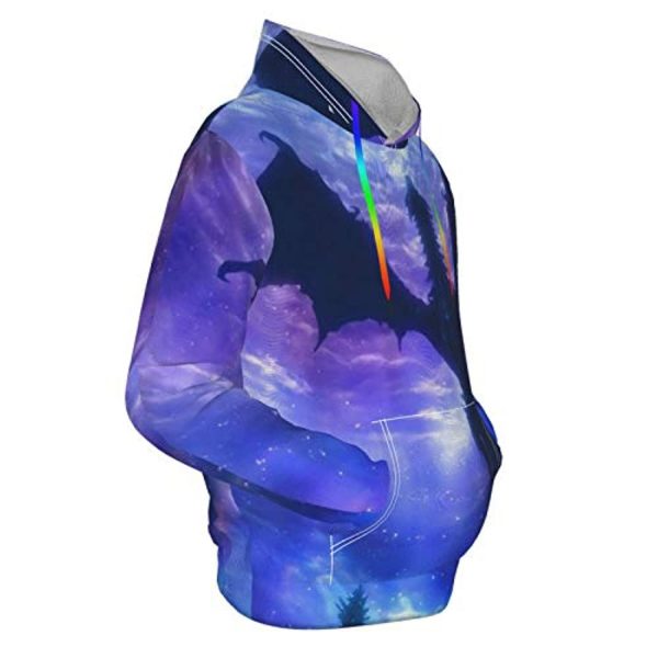 THE ELDER SCROLLS Hoodies - Skyrim Dragon Purple Pullover Drawstring Hoodie with Pocket