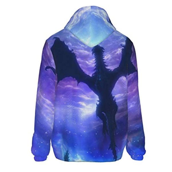 THE ELDER SCROLLS Hoodies - Skyrim Dragon Purple Pullover Drawstring Hoodie with Pocket