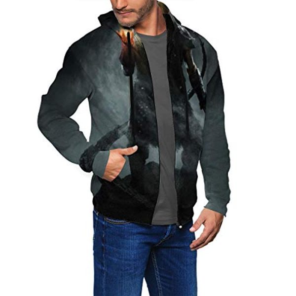 THE ELDER SCROLLS Hoodies - Skyrim Dragonborn Black Zip Up Drawstring Hoodie with Pocket