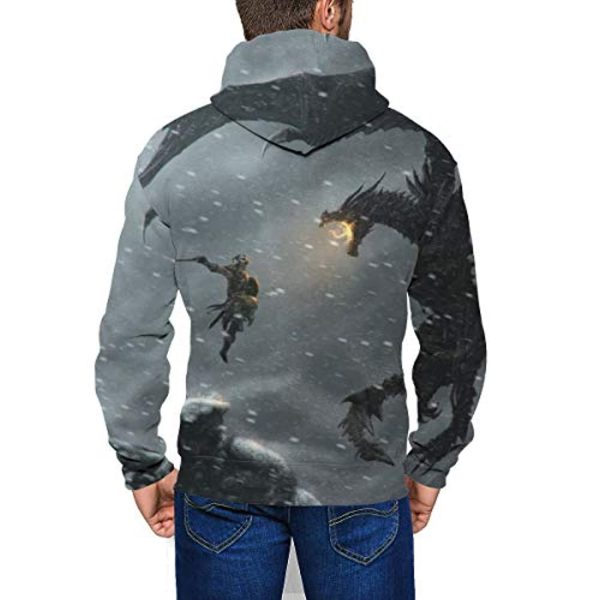 THE ELDER SCROLLS Hoodies - Skyrim Dragonborn Grey Zip Up Drawstring Hoodie with Pocket