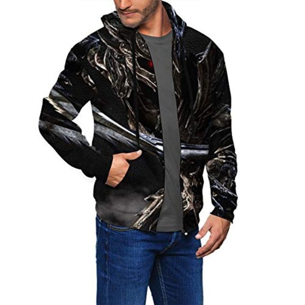 THE ELDER SCROLLS Hoodies - Skyrim Hoodie Black 3D Print Zip Up Drawstring Hoodie