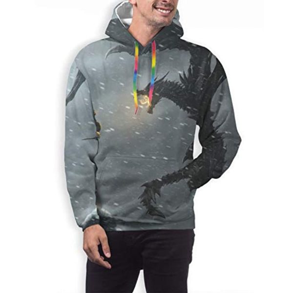 THE ELDER SCROLLS Hoodies - Skyrim Hoodie Dragon 3D Print Pullover Drawstring Hoodie