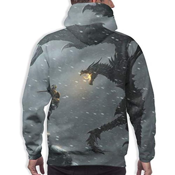 THE ELDER SCROLLS Hoodies - Skyrim Hoodie Dragon 3D Print Pullover Drawstring Hoodie