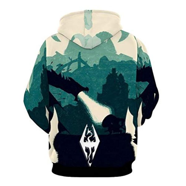 THE ELDER SCROLLS Hoodies - Skyrim Hoodie Skyrim Symbol Dragon 3D Print Pullover Drawstring Hoodie