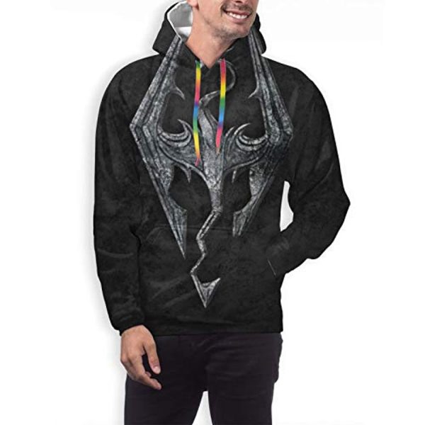 THE ELDER SCROLLS Hoodies - Skyrim Symbol Black Pullover Drawstring Hoodie with Pocket