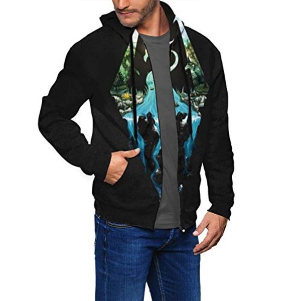 THE ELDER SCROLLS Hoodies - Skyrim Symbol Black Zip Up Drawstring Hoodie with Pocket