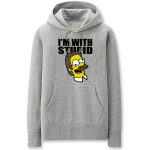 The Simpsons Hoodies - Solid Color I'm with Stupid Super Cute Fleece Hoodie