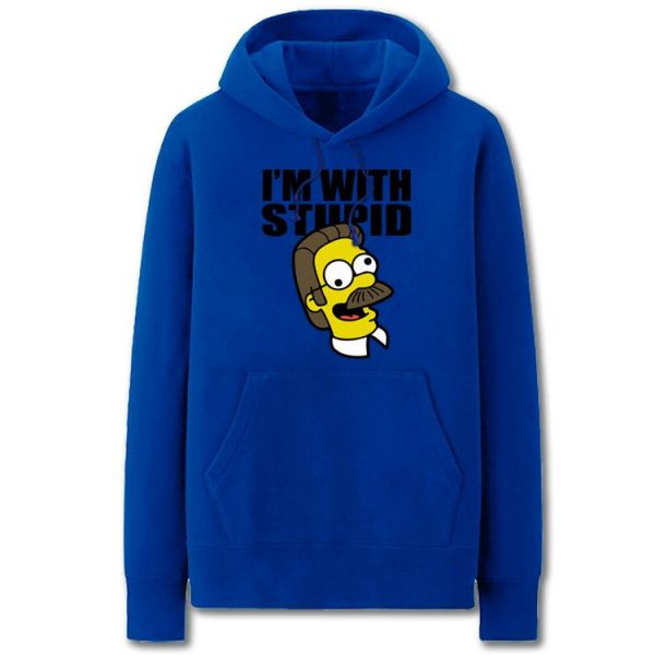 The Simpsons Hoodies - Solid Color I'm with Stupid Super Cute Fleece Hoodie