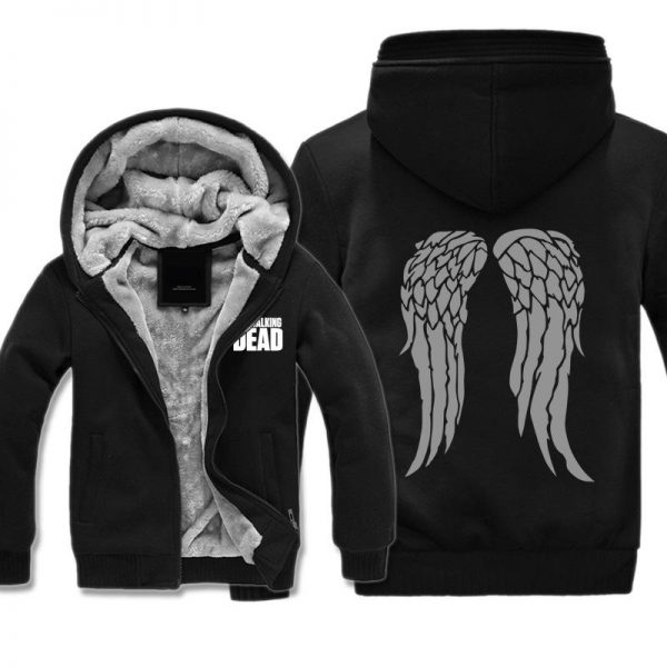 The Walking Dead Jackets - Solid Color The Walking Dead Movie Grey Wing Icon Fleece Jacket