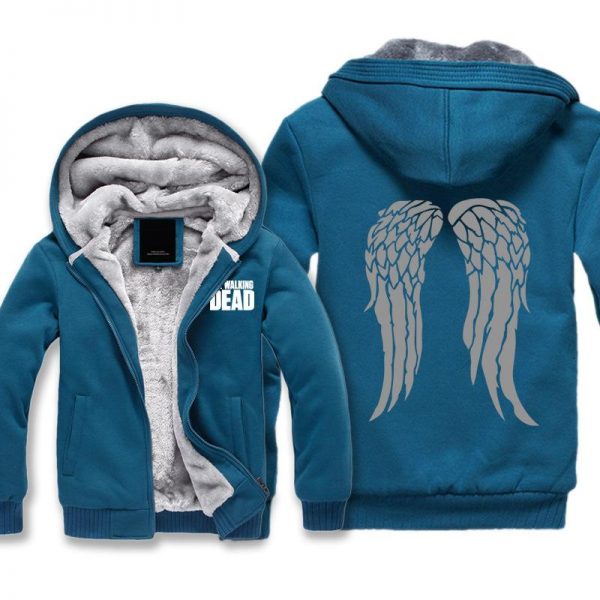 The Walking Dead Jackets - Solid Color The Walking Dead Movie Grey Wing Icon Fleece Jacket
