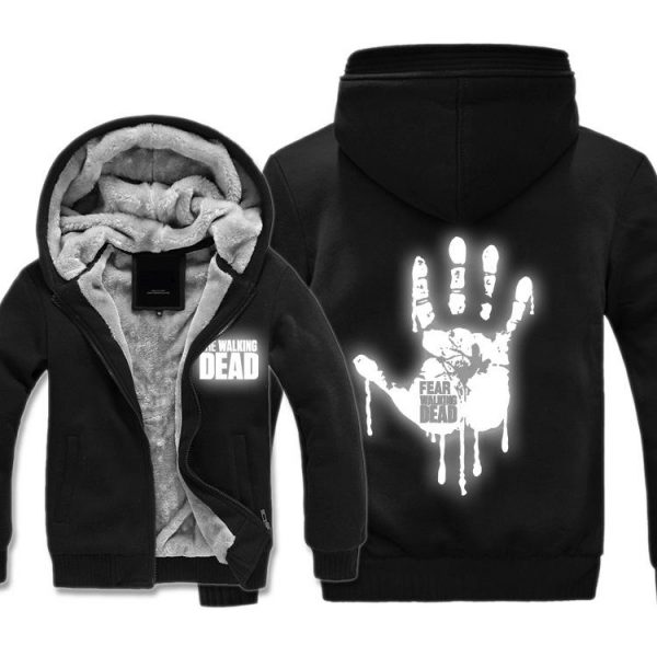 The Walking Dead Jackets - Solid Color The Walking Dead Movie Luminous Blood Hand Icon Fleece Jacket