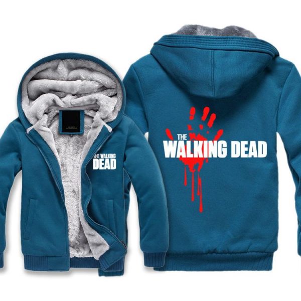 The Walking Dead Jackets - Solid Color The Walking Dead Movie Red Blood Hand Icon Fleece Jacket