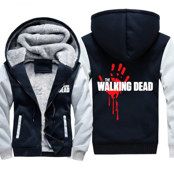 The Walking Dead Jackets - Solid Color The Walking Dead Movie Red Blood Hand Icon Fleece Jacket