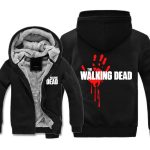 The Walking Dead Jackets - Solid Color The Walking Dead Movie Red Blood Hand Icon Fleece Jacket