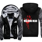 The Walking Dead Jackets - Solid Color The Walking Dead Movie Red Blood Hand Icon Fleece Jacket