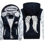 The Walking Dead Jackets - Solid Color The Walking Dead Movie White Wing Icon Fleece Jacket