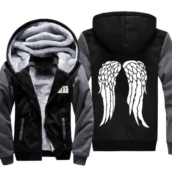 The Walking Dead Jackets - Solid Color The Walking Dead Movie White Wing Icon Fleece Jacket