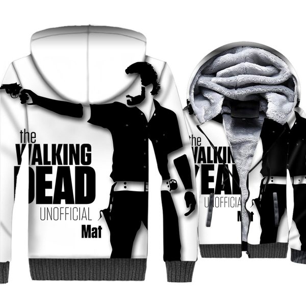 The Walking Dead Jackets - The Walking Dead Series Rick Black and White Poster Super Cool 3D Fleece Jacket