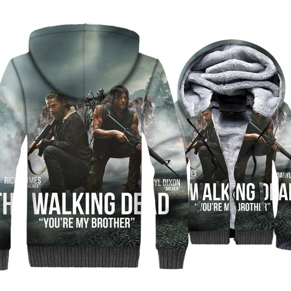 The Walking Dead Jackets - The Walking Dead Series Rick Grimes and Daryl Dixon Super Cool 3D Fleece Jacket