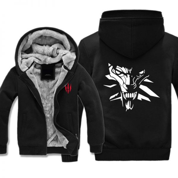 The Witcher 3: Wild Hunt Jackets - Solid Color The Witcher Wolf Head Icon Super Cool Fleece Jacket