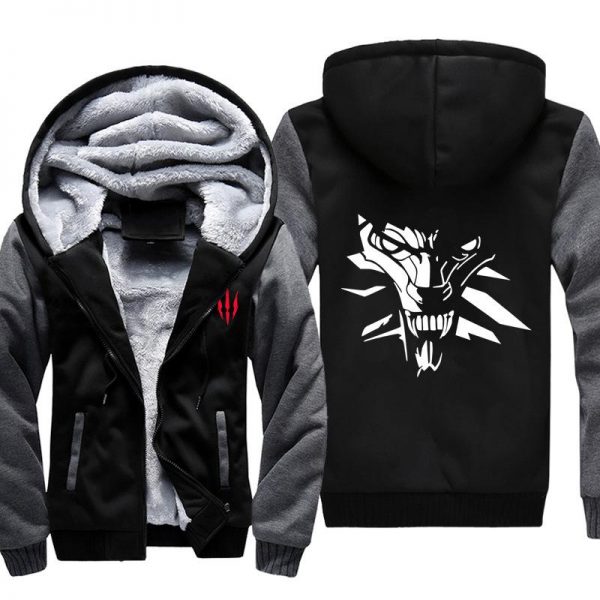 The Witcher 3: Wild Hunt Jackets - Solid Color The Witcher Wolf Head Icon Super Cool Fleece Jacket