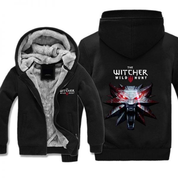 The Witcher 3: Wild Hunt Jackets - Solid Color Wolf Head Logo Icon Super Cool Fleece Jacket