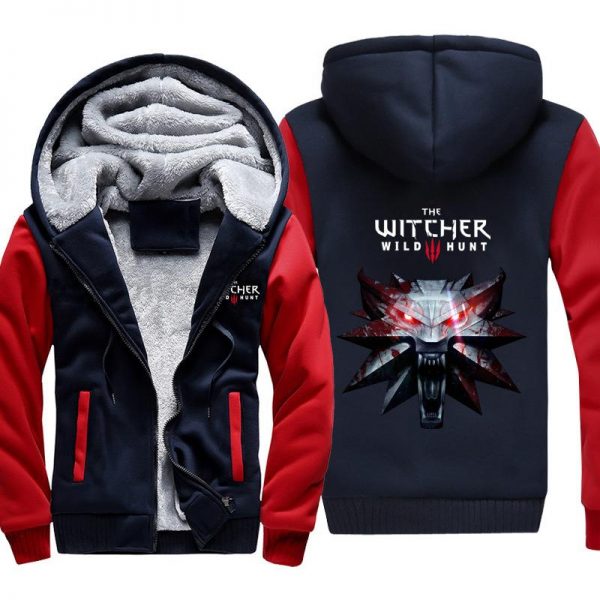 The Witcher 3: Wild Hunt Jackets - Solid Color Wolf Head Logo Icon Super Cool Fleece Jacket